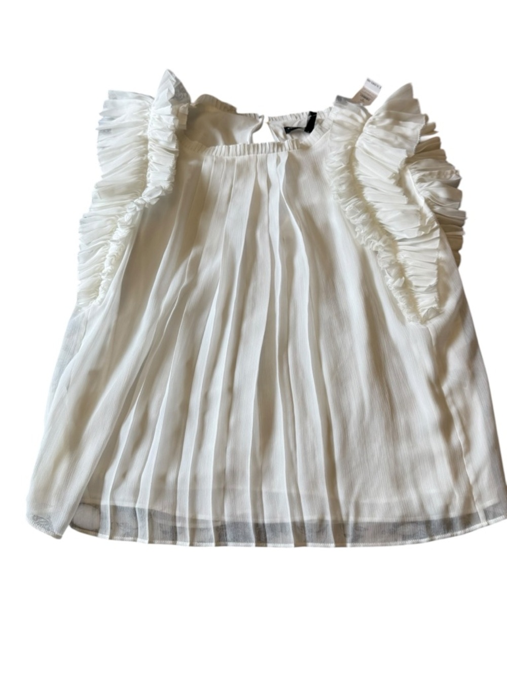 White House Black Market White Ruffled Pleated Sleeveless Top - Picture 2 of 11